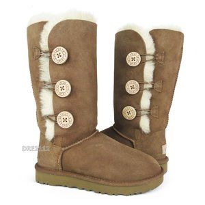 UGG Bailey Button Triplet II Chestnut Womens Boots NEW